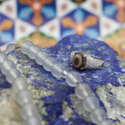 انگشتر عقیق سلیمانی نقره زنانه طرح جاودانه