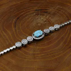 دستبند فیروزه نیشابوری نقره زنانه طرح زرافشان