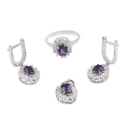 نیم ست آمیتیست الماس تراش نقره زنانه طرح راسین