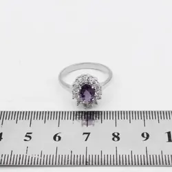 نیم ست آمیتیست الماس تراش نقره زنانه طرح راسین