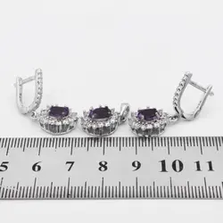 نیم ست آمیتیست الماس تراش نقره زنانه طرح راسین