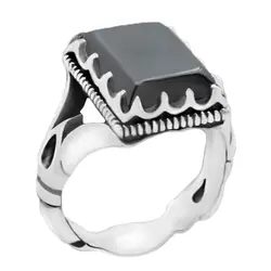 انگشتر حدید رهبر (طرح رهبری) با سنگ حدید صینی + حکاکی