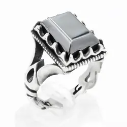 انگشتر حدید رهبر (طرح رهبری) با سنگ حدید صینی + حکاکی