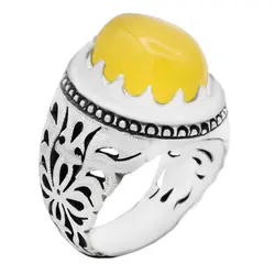 انگشتر شرف الشمس نقره دست ساز مردانه فاخر دور چنگ + حکاکی