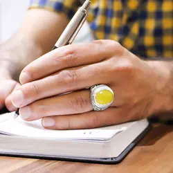 انگشتر شرف الشمس نقره دست ساز مردانه فاخر دور چنگ + حکاکی