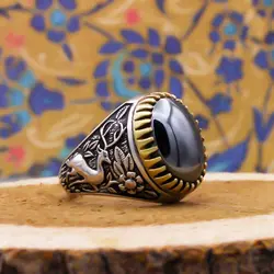 انگشتر حدید صینی نقره مردانه یا ضامن آهو +حکاکی‌‌‌