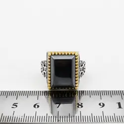 انگشتر نقره مردانه طرح ثاقب با سنگ حدید صینی+حکاکی