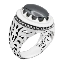 انگشتر حدید صینی نقره دست ساز مردانه طرح فاخر دور چنگ + حکاکی