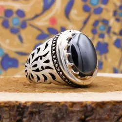 انگشتر حدید صینی نقره دست ساز مردانه طرح فاخر دور چنگ + حکاکی
