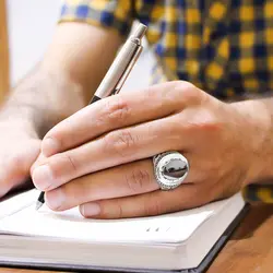 انگشتر حدید صینی نقره دست ساز مردانه طرح فاخر دور چنگ + حکاکی