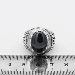 انگشتر حدید صینی نقره دست ساز مردانه طرح فاخر دور چنگ + حکاکی