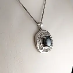 گردنبند حدید صینی زنانه نقره طرح بنفشه + حکاکی
