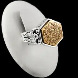 انگشتر حرز امام جواد (ع) نقره مردانه و زنانه طرح شش ضلعی 