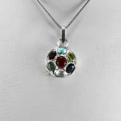 گردنبند نقره زنانه چند نگین اصل طرح هفت جواهر بزرگ