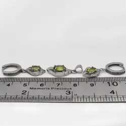 نیم ست زبرجد الماس تراش نقره زنانه طرح عطیه