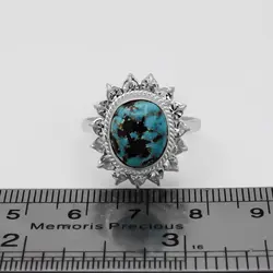 نیم ست فیروزه نیشابوری نقره زنانه دست ساز طرح طوبی