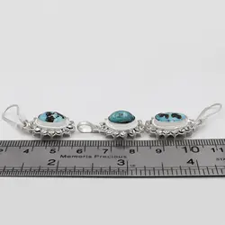 نیم ست فیروزه نیشابوری نقره زنانه دست ساز طرح طوبی