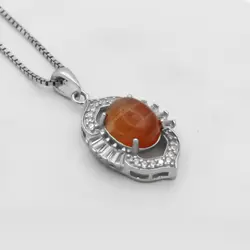 گردنبند عقیق سلیمانی نقره زنانه طرح ساتین ۲