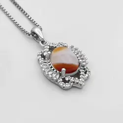 گردنبند عقیق سلیمانی نقره زنانه طرح دلسا