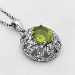 گردنبند زبرجد الماس تراش نقره زنانه طرح عصمت