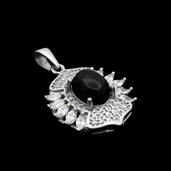 گردنبند عقیق سیاه نقره زنانه طرح درفام