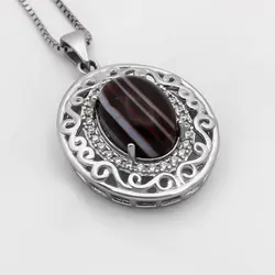 گردنبند عقیق سلیمانی نقره زنانه طرح سادنه ۲