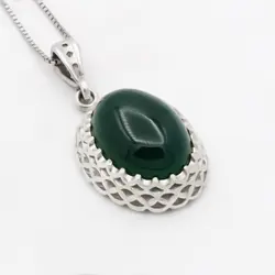 گردنبند عقیق سبز نقره زنانه طرح حوا