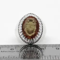 انگشتر الکساندریت الماس تراش نقره مردانه طرح فیلی دور چنگ