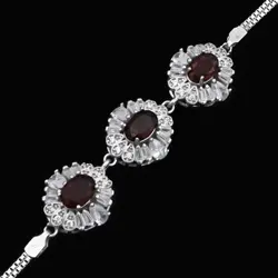 دستبند گارنت الماس تراش نقره زنانه طرح سریرا