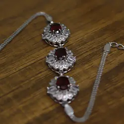 دستبند گارنت الماس تراش نقره زنانه طرح سریرا