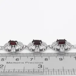 دستبند گارنت الماس تراش نقره زنانه طرح سریرا