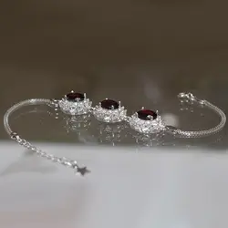 دستبند گارنت الماس تراش نقره زنانه طرح سیماران