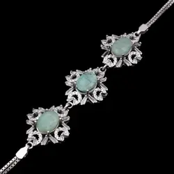 دستبند زمرد الماس تراش نقره زنانه طرح درناز