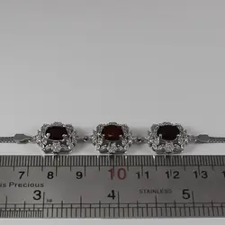 دستبند گارنت الماس تراش نقره زنانه طرح بستانه