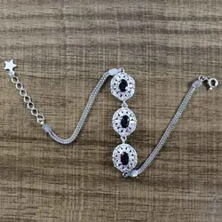 دستبند گارنت الماس تراش نقره زنانه طرح بسامه