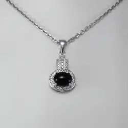 گردنبند عقیق سیاه نقره زنانه طرح الشاد