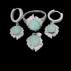 نیم ست فیروزه نیشابوری نقره زنانه طرح تابش