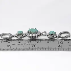 نیم ست فیروزه نیشابوری نقره زنانه طرح تاج گل