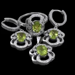 نیم ست زبرجد الماس تراش نقره زنانه طرح برنا