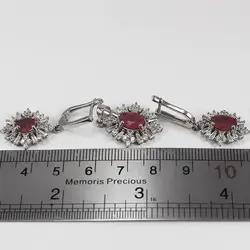 نیم ست یاقوت سرخ الماس تراش نقره زنانه طرح انار