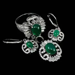 نیم ست عقیق سبز نقره زنانه طرح حورزاد