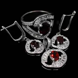 نیم ست گارنت الماس تراش نقره زنانه طرح نارگل