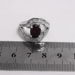 نیم ست گارنت الماس تراش نقره زنانه طرح نارگل