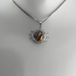 گردنبند عقیق سلیمانی نقره زنانه طرح پاناما