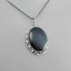 گردنبند حدید صینی زنانه و مردانه دست ساز نقره طرح دورپیچ کوچک + حکاکی
