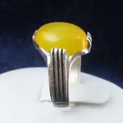 انگشتر نقره پسرانه طرح ۴ چنگ با نگین شرف الشمس + حکاکی