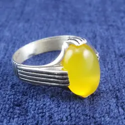 انگشتر نقره پسرانه طرح ۴ چنگ با نگین شرف الشمس + حکاکی