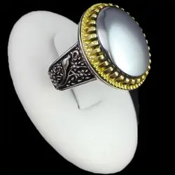 انگشتر حدید صینی نقره مردانه طرح دورطلایی آریافر + حکاکی‌‌‌