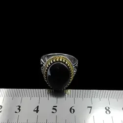 انگشتر حدید صینی نقره مردانه طرح دورطلایی آریافر + حکاکی‌‌‌