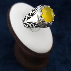 انگشتر نقره مردانه دست ساز طرح شبکه دور چنگ با نگین شرف الشمس + حکاکی